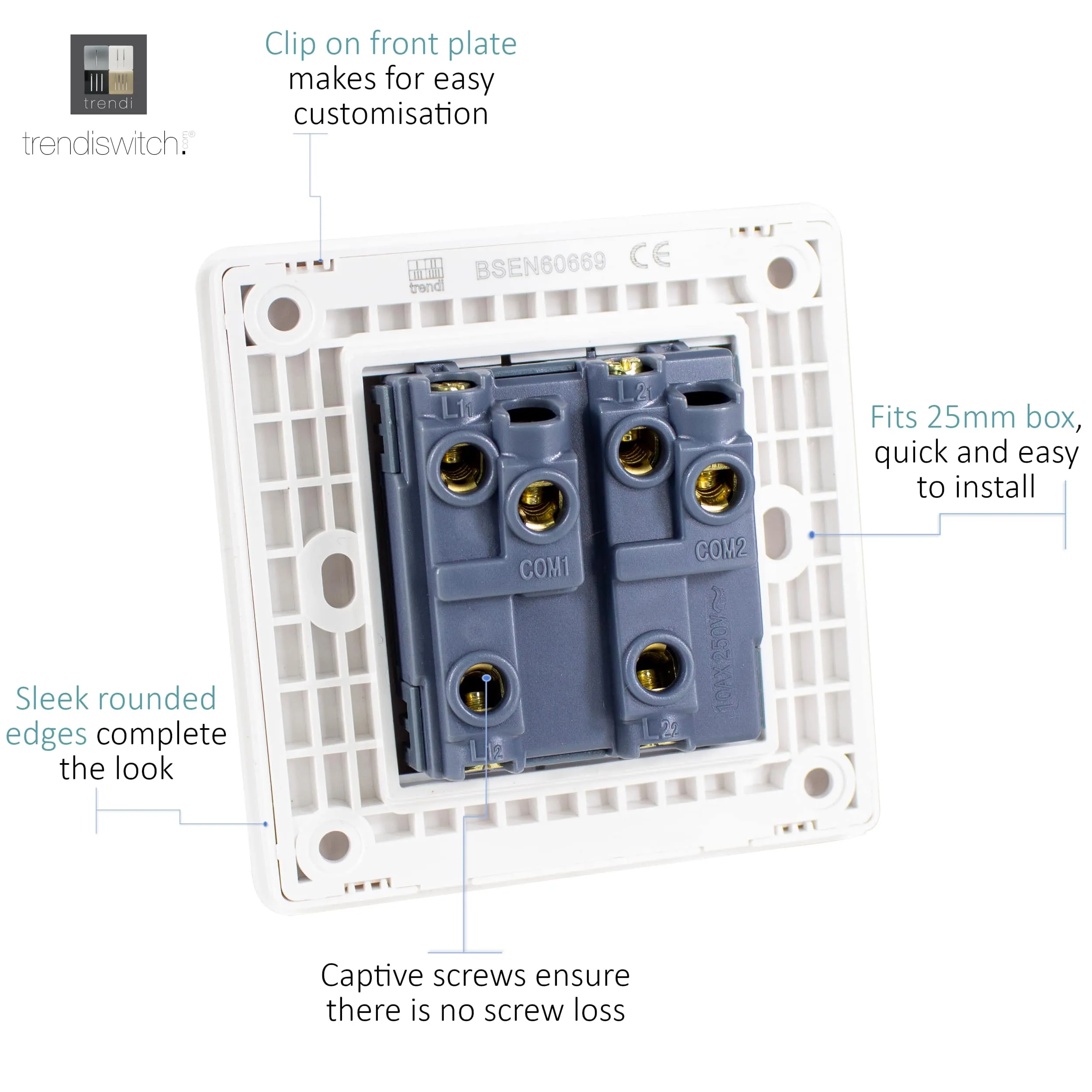 2 Gang 2 Way 10 Amp Rocker Moss Green ART-SS4MG  Trendi Moss Green